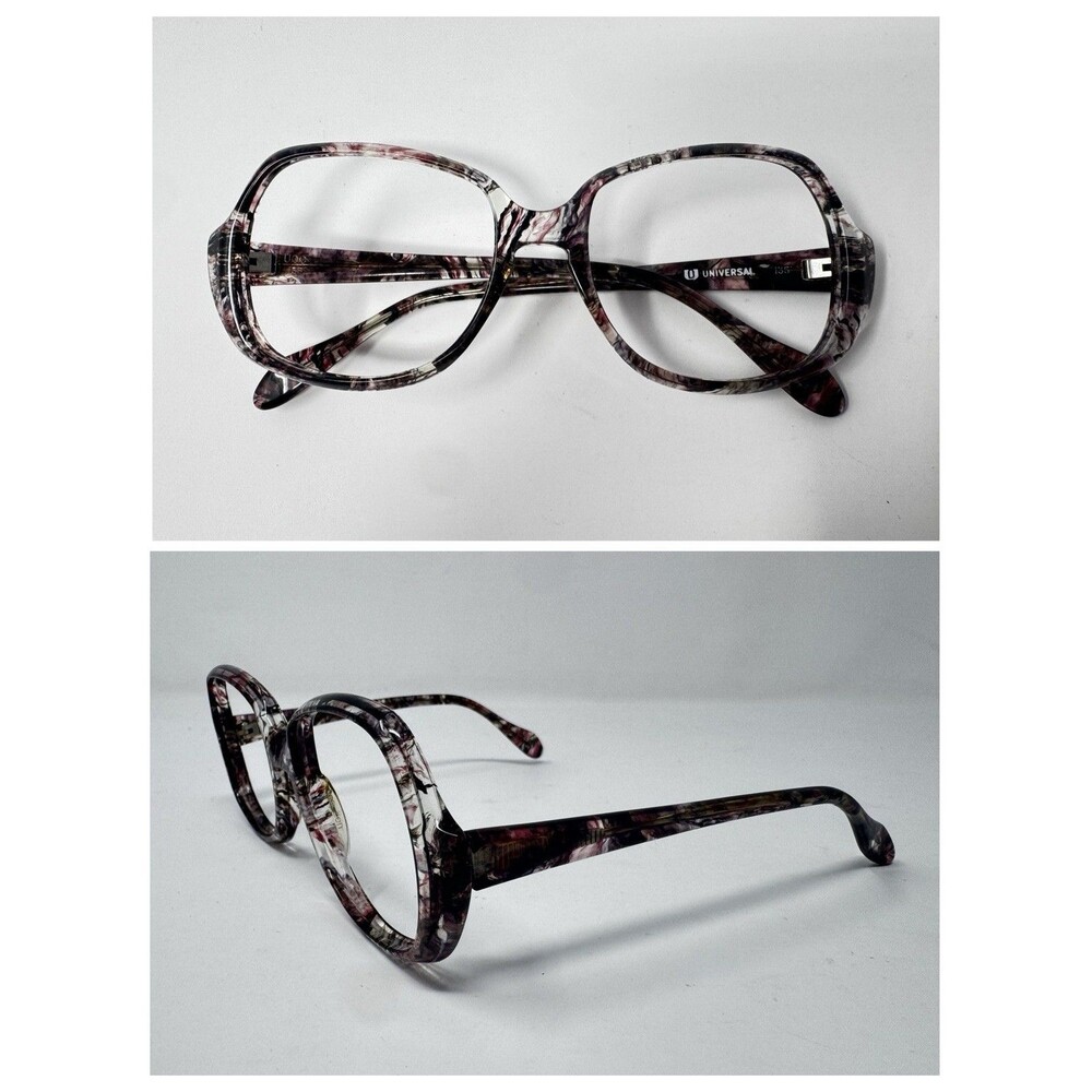 Universal Vintage 70s Womens Eyeglass Frames Pink Brown Marble NOS 52-18-135